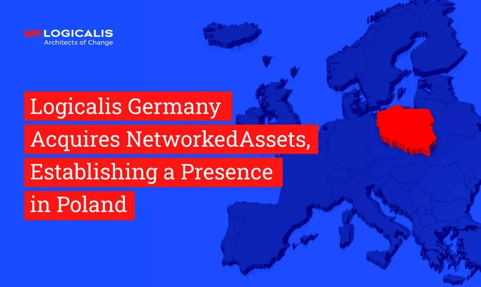Map of Europe with Poland highlighted and title Logicalis Germany acquires NetworkedAssets, establishing a presence in Poland